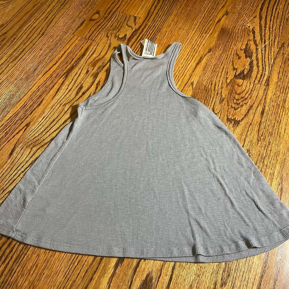 Free People Tank Top Size XS Gray Ribbed Racerback Swing
